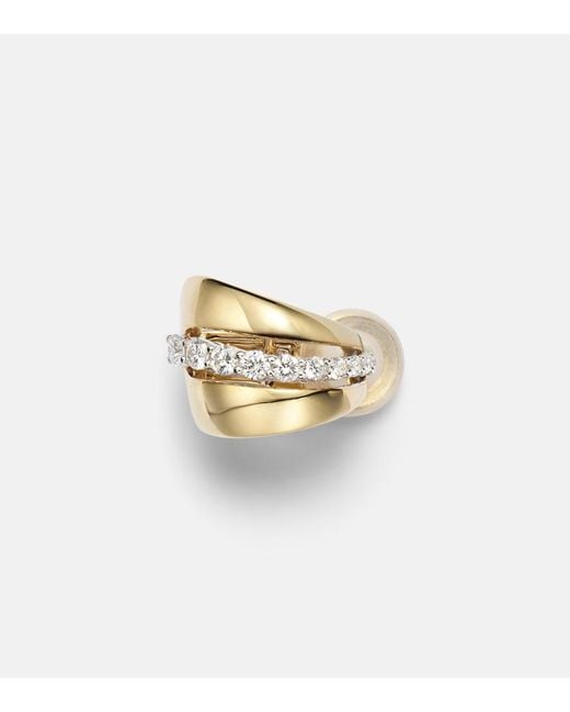 YEPREM Metallic Whisper 18Kt Ear Cuff With Diamonds