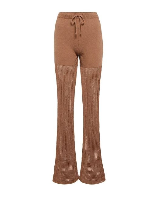 Nanushka Brown Kaela Crochet High-Rise Flared Pants