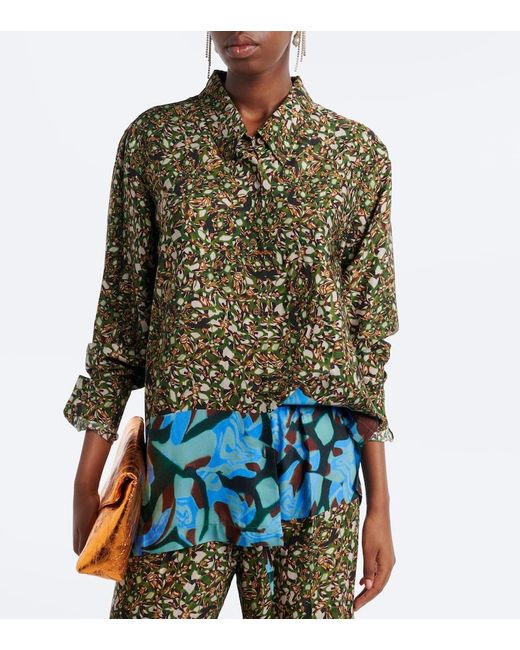 Dries Van Noten Green Printed Shirt