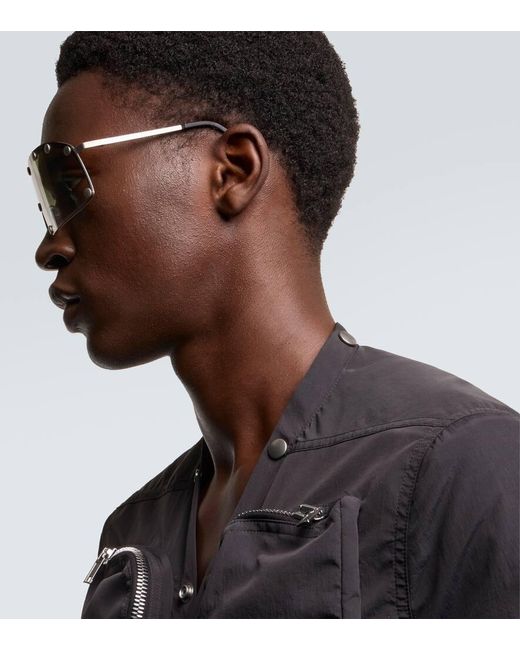 Occhiali Da Sole Shield Con Borchie di Rick Owens in Green da Uomo