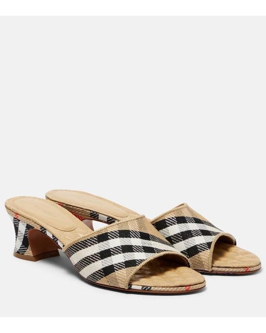 Burberry Metallic Sloane 45 Check Mules