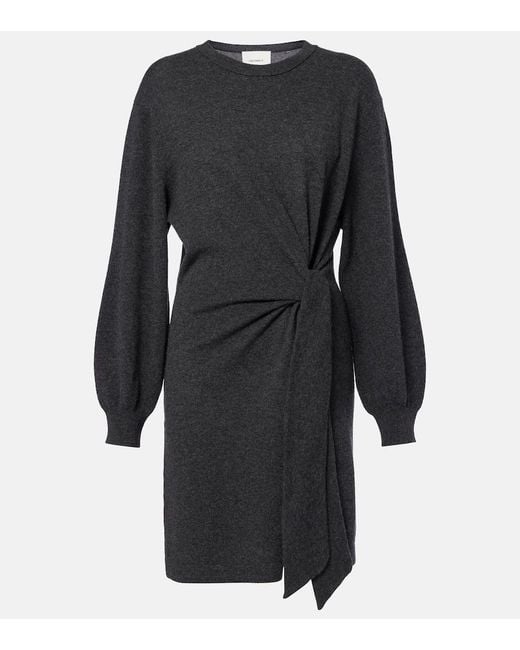 Lisa Yang Black Abrielle Gathered Cashmere Sweater Dress