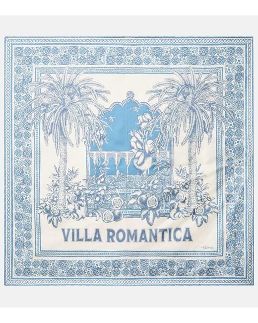 ALÉMAIS Blue Villa Romantica Silk Scarf