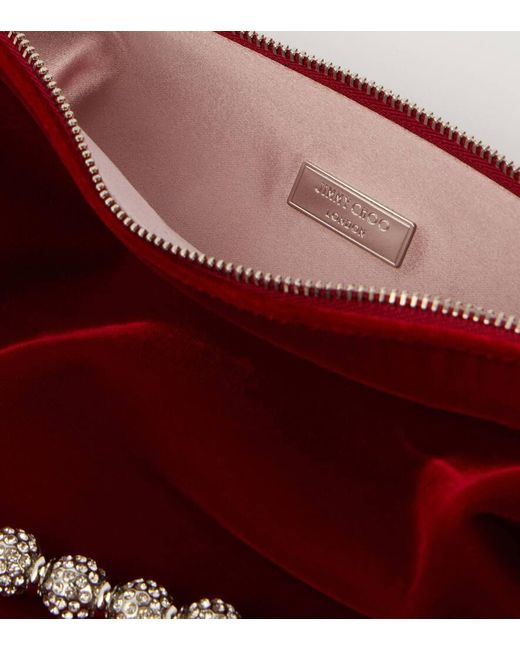 Jimmy Choo Red Clutch Callie Aus Samt Mit Kristallen