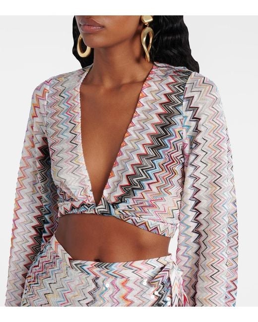 Missoni White Zigzag Cropped Blouse