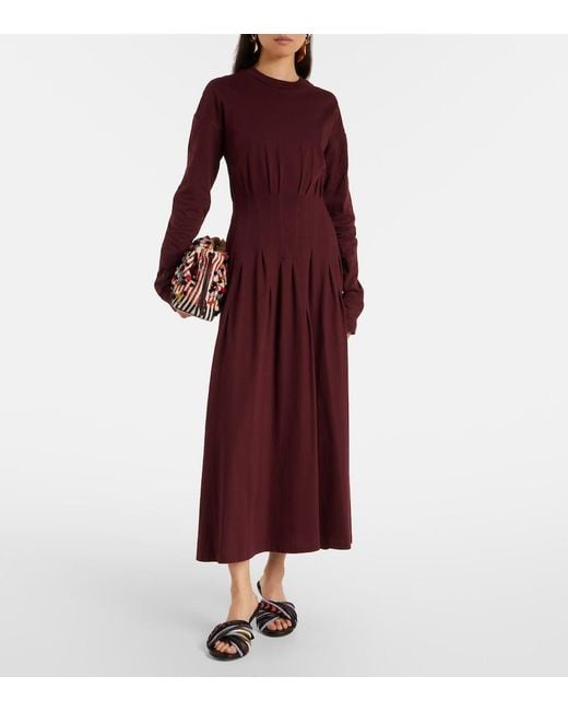 Plan C Purple Cotton Midi Dress