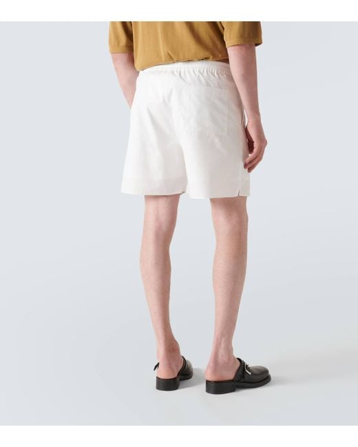 Auralee White Cotton Oxford Shorts for men