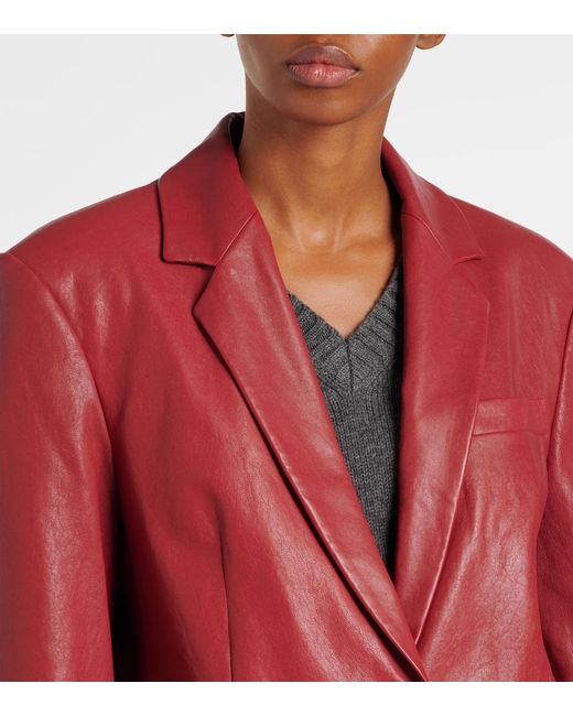 Brunello Cucinelli Red Leather Blazer