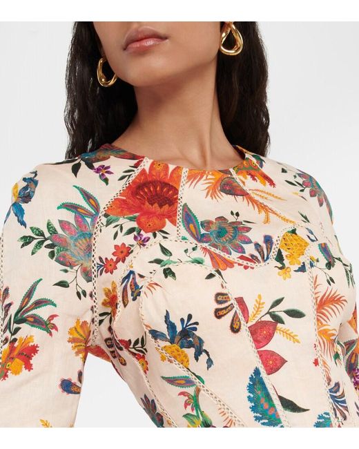 Zimmermann Multicolor Ginger Floral Linen Minidress