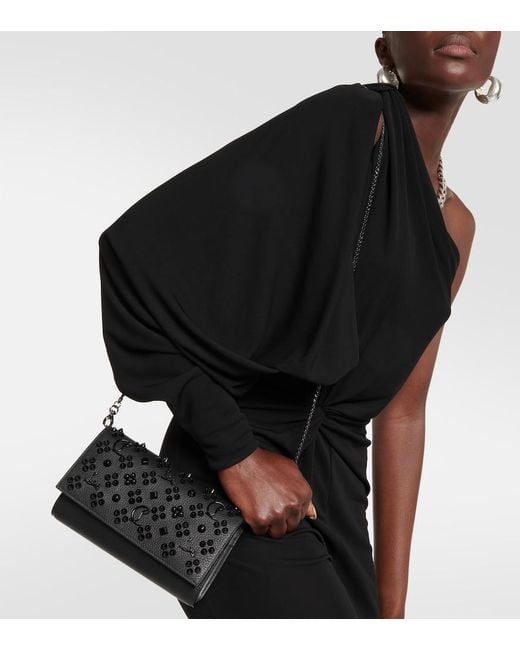 Christian Louboutin Black Paloma Embellished Leather Wallet On Chain