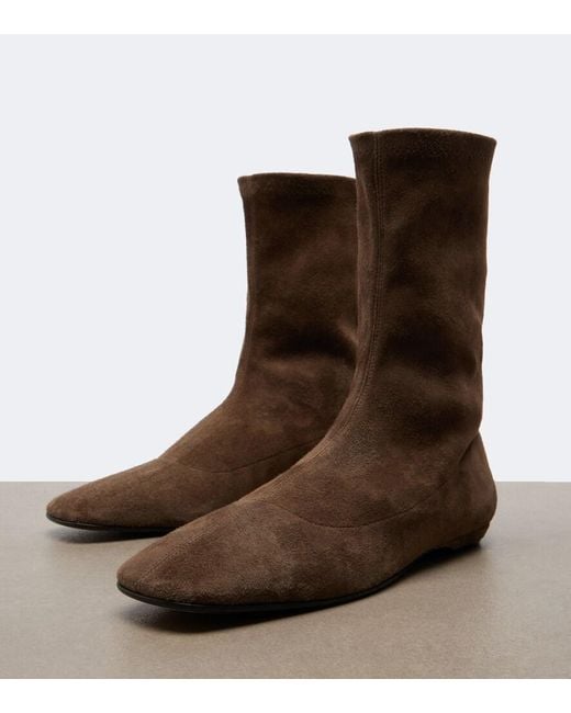 The Row Brown Cindy Suede Ankle Boots
