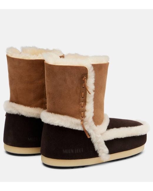 Moon Boot Brown Ankle Boots Evax Aus Veloursleder Mit Shearling