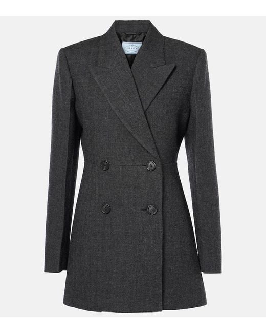 Prada Black Double-Breasted Wool Blazer