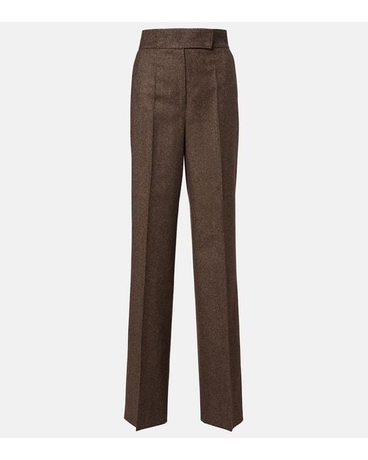 Max Mara Brown Virgin Wool Straight Pants