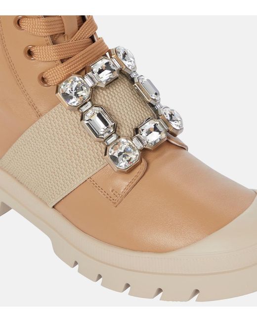 Roger Vivier Brown Viv Desert Leather Ankle Boots