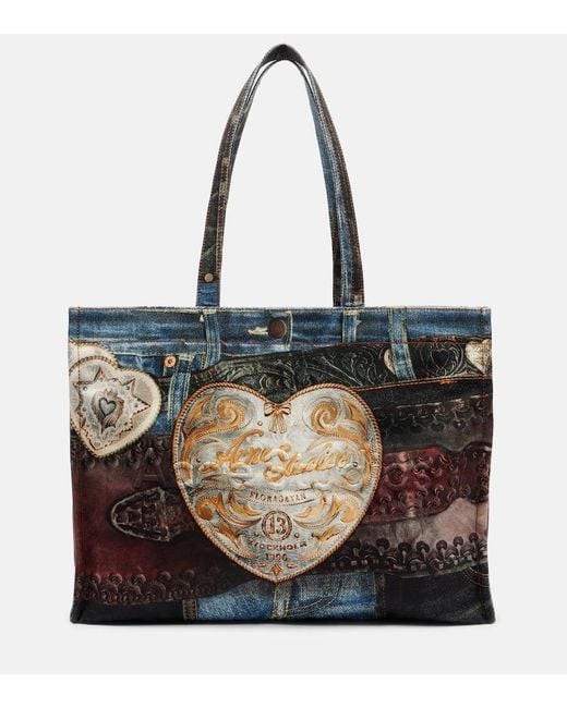 Acne Black Embossed Canvas Tote Bag