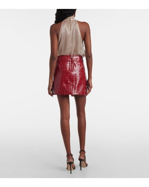 Tom Ford Red Croc-Effect Leather Miniskirt