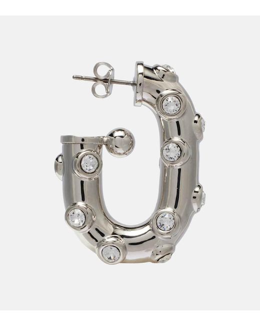 Rabanne White Crystal-Embellished Hoop Earrings