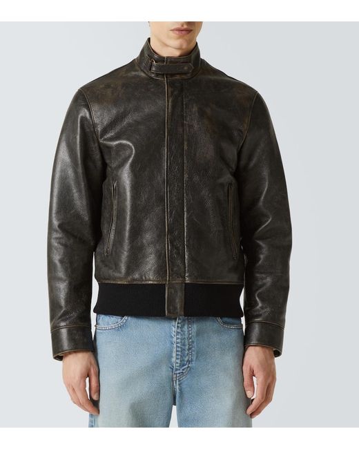 The Row Gray Edrice Leather Jacket for men
