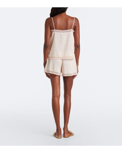 Eres Natural Lightness Lace-Trimmed Cotton Shorts