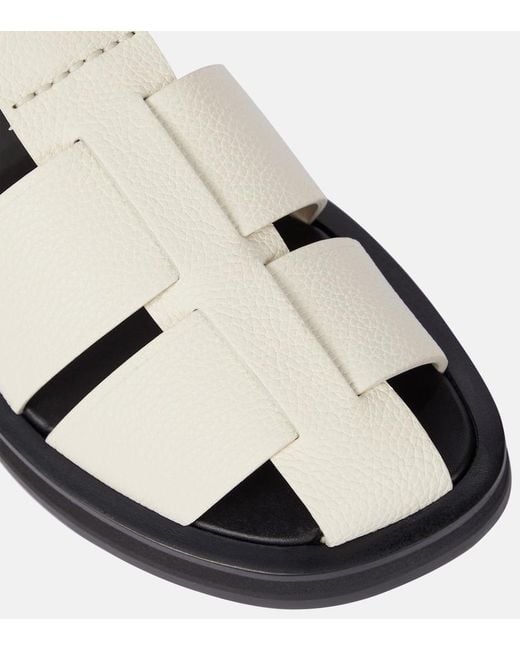 The Row White Fisherman Flat Leather Sandals
