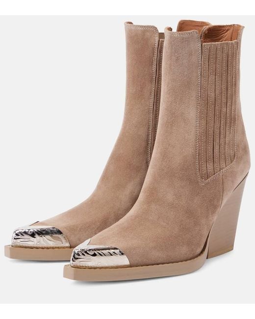 Paris Texas Brown Dallas 100 Embellished Suede Ankle Boots