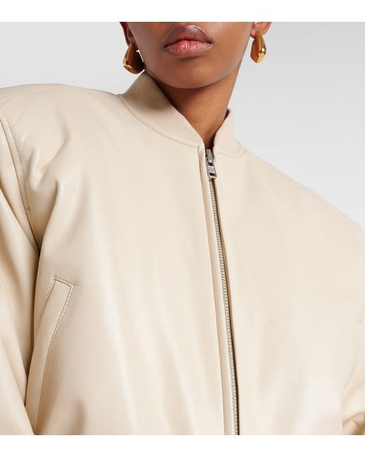 Frankie Shop Natural Micky Faux Leather Bomber Jacket