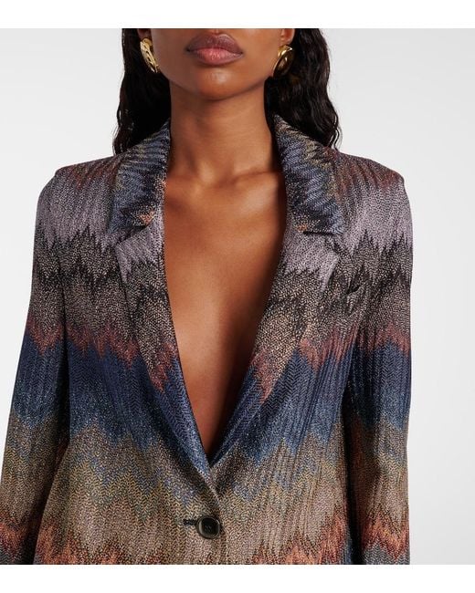 Missoni Blue Zigzag Lame Blazer
