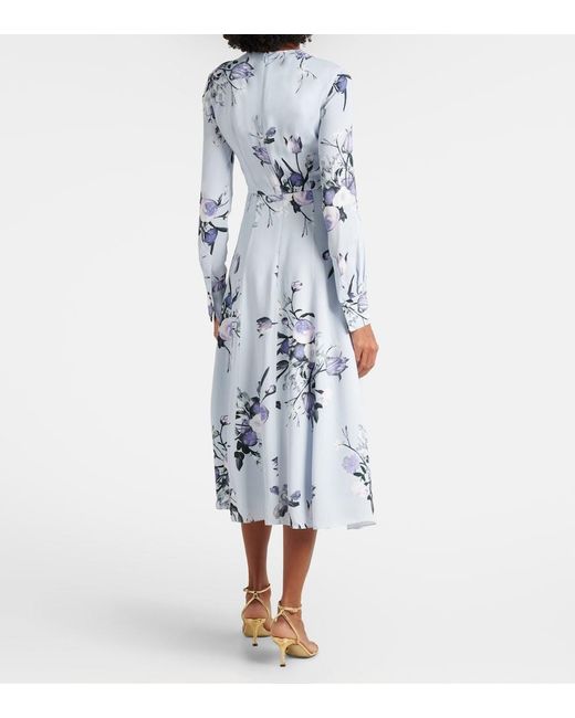 Erdem Blue Floral Midi Dress