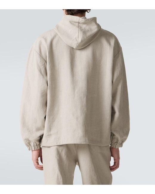 STÒFFA Gray Hooded Linen Jacket for men