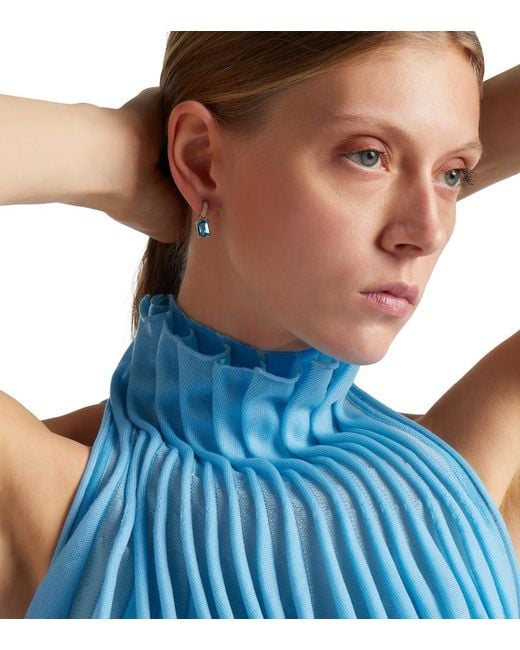 Octavia Elizabeth Blue Yana Charmed Micro 18Kt Earrings With Topazes And Diamonds