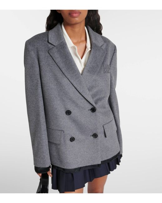 Miu Miu Black Double-breasted Wool And Cashmere Blazer