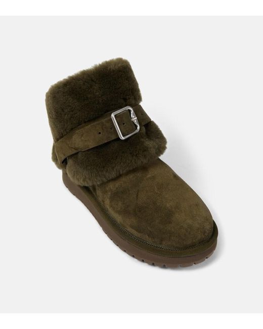Burberry Green Stiefeletten Aus Veloursleder Mit Shearling