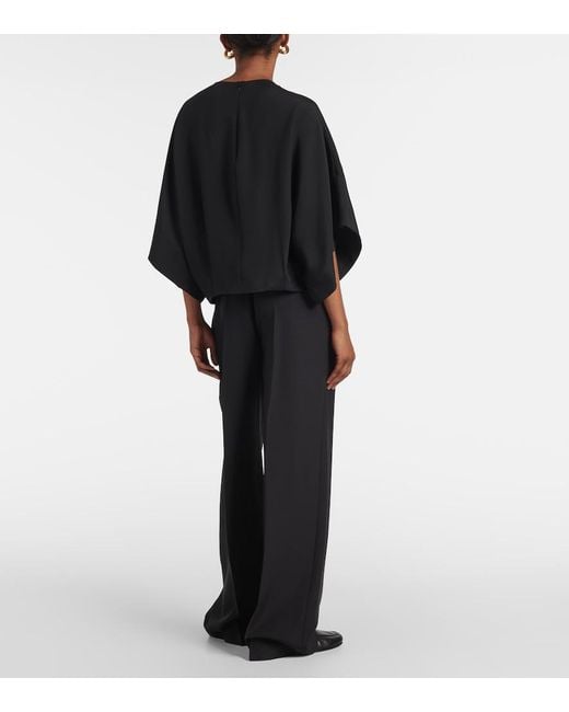 FFORME Black Tenley Draped Silk Top