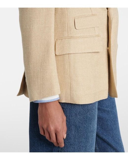 Ralph Lauren Natural Vannesa Silk And Linen-Blend Blazer