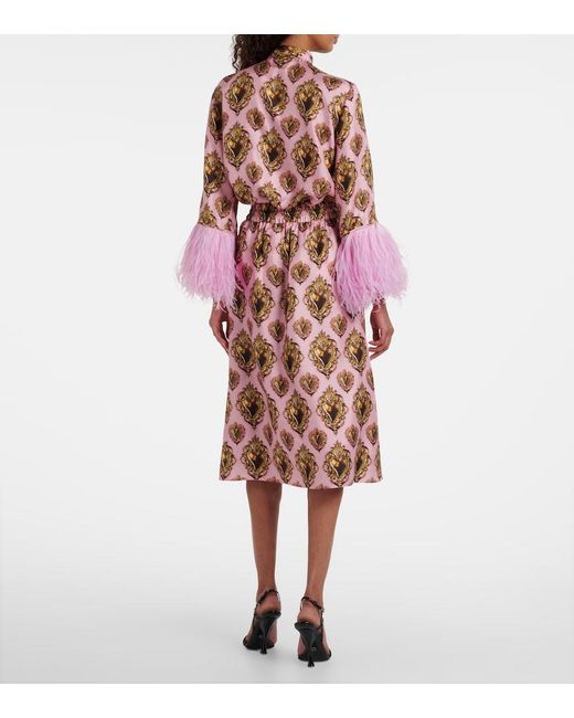 Dolce & Gabbana Pink Printed Silk Midi Skirt