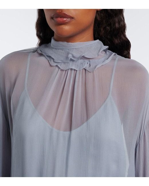 Chloé Blue Ruffled Muslin Minidress
