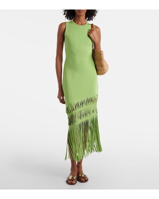 Jonathan Simkhai Green Brookes Fringed Maxi Dress