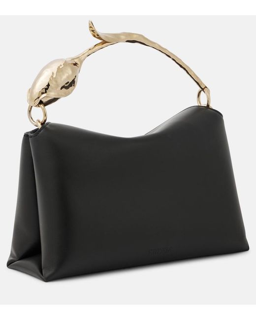Erdem Black Bloom Medium Leather Tote Bag
