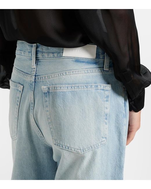 Re/done Blue Easy Straight Cropped Straight Jeans
