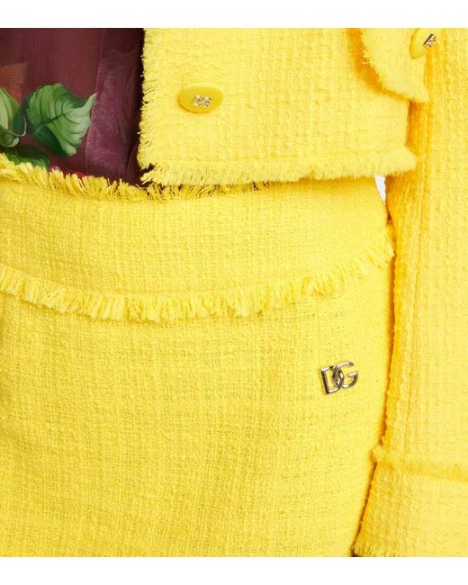 Minigonna in tweed di Dolce & Gabbana in Yellow
