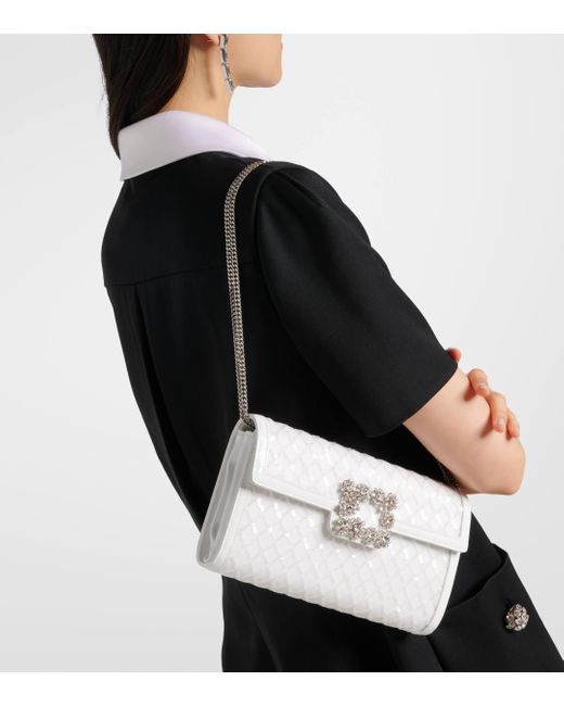 Roger Vivier White Efflorescence Sequined Clutch