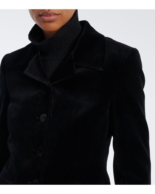 Rohe Black Single-Breasted Cotton Velvet Blazer