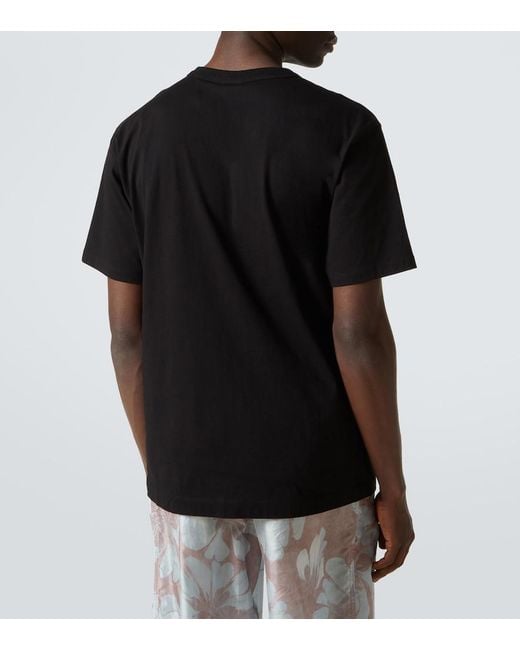 Dries Van Noten Black Cotton Jersey T-Shirt With Print for men