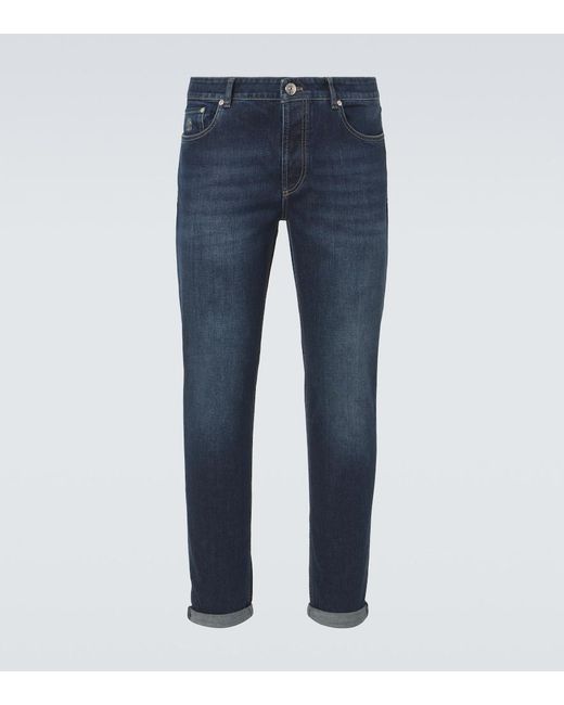 Brunello Cucinelli Blue Traditional Fit Slim-Leg Jeans for men