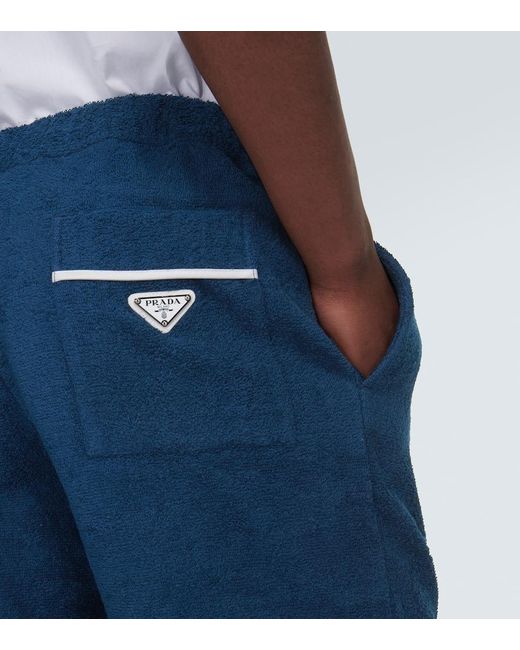 Shorts de felpa de algodon Prada de hombre de color Blue