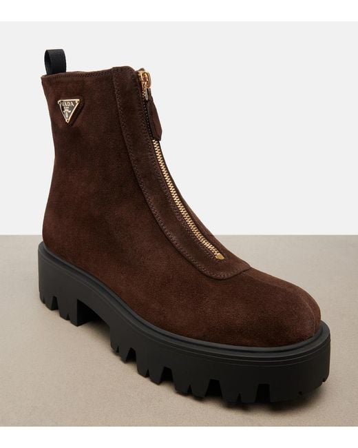 Stivaletti Platform di Prada in Brown