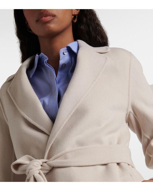 Max Mara Natural Pauline Virgin Wool Wrap Coat