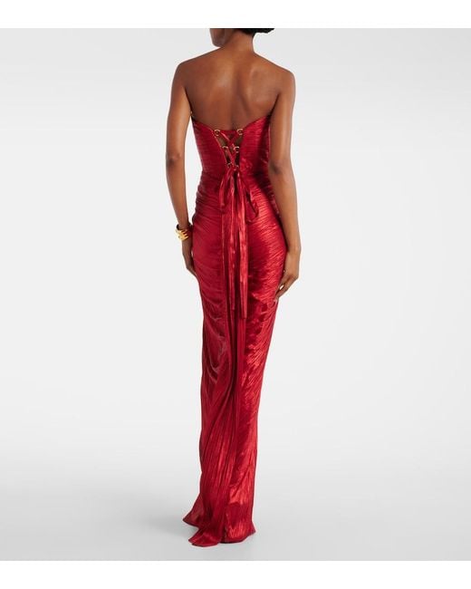 Maria Lucia Hohan Red Kiera Silk Tulle Corset Gown