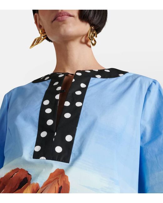 Dolce & Gabbana Blue Capri Printed Cotton Kaftan